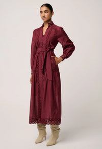 Once Was - Cascadian Cotton Silk Maxi Dress in Bordeaux