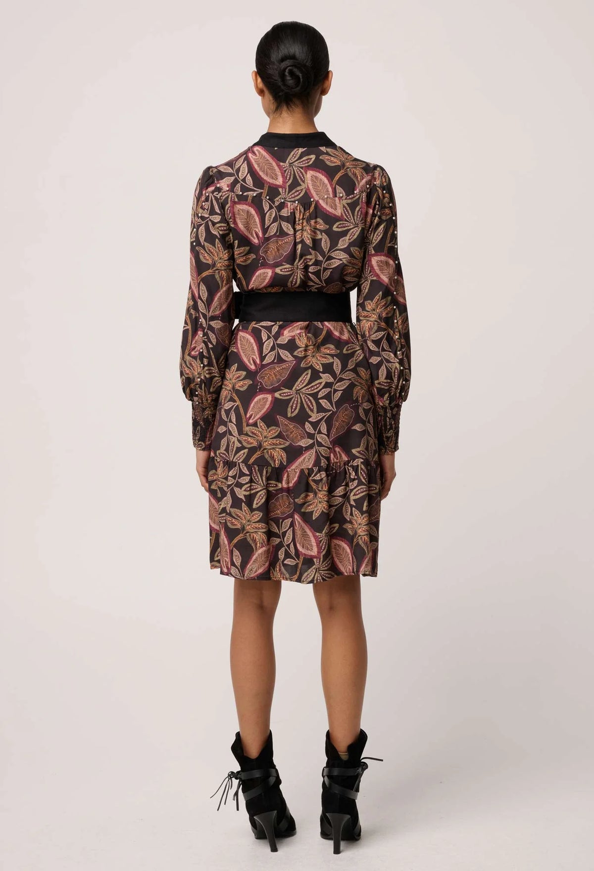 Once Was - Cecilia Pearl Embellished Linen Dress in Dark Tropique: