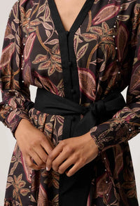 Once Was - Cecilia Pearl Embellished Linen Dress in Dark Tropique: