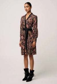 Once Was - Cecilia Pearl Embellished Linen Dress in Dark Tropique:
