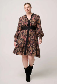 Once Was - Cecilia Pearl Embellished Linen Dress in Dark Tropique: