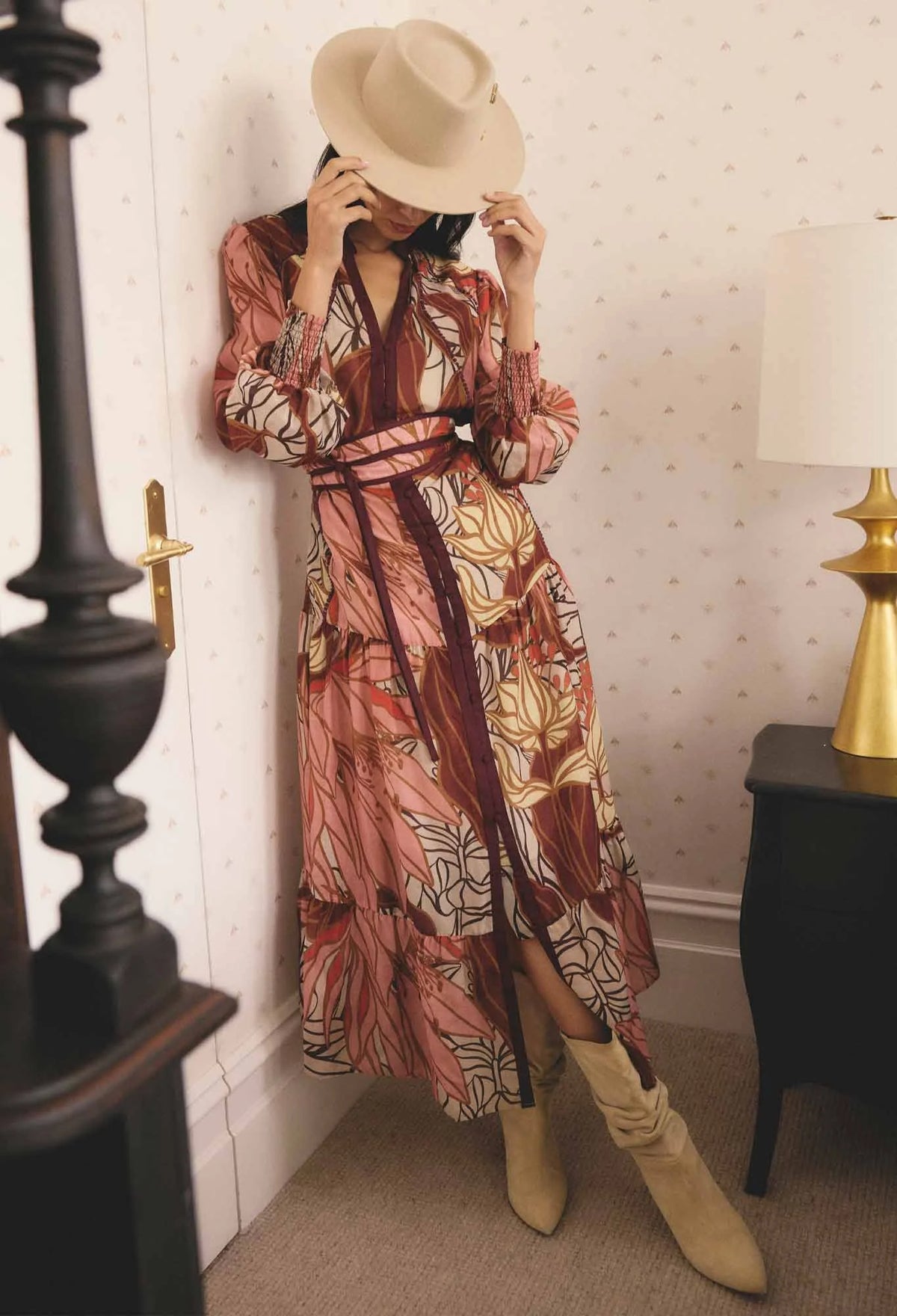 Once Was - Liliana Cotton Silk Printed Maxi Dress in Cathedral Botanic