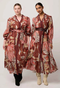 Once Was - Liliana Cotton Silk Printed Maxi Dress in Cathedral Botanic