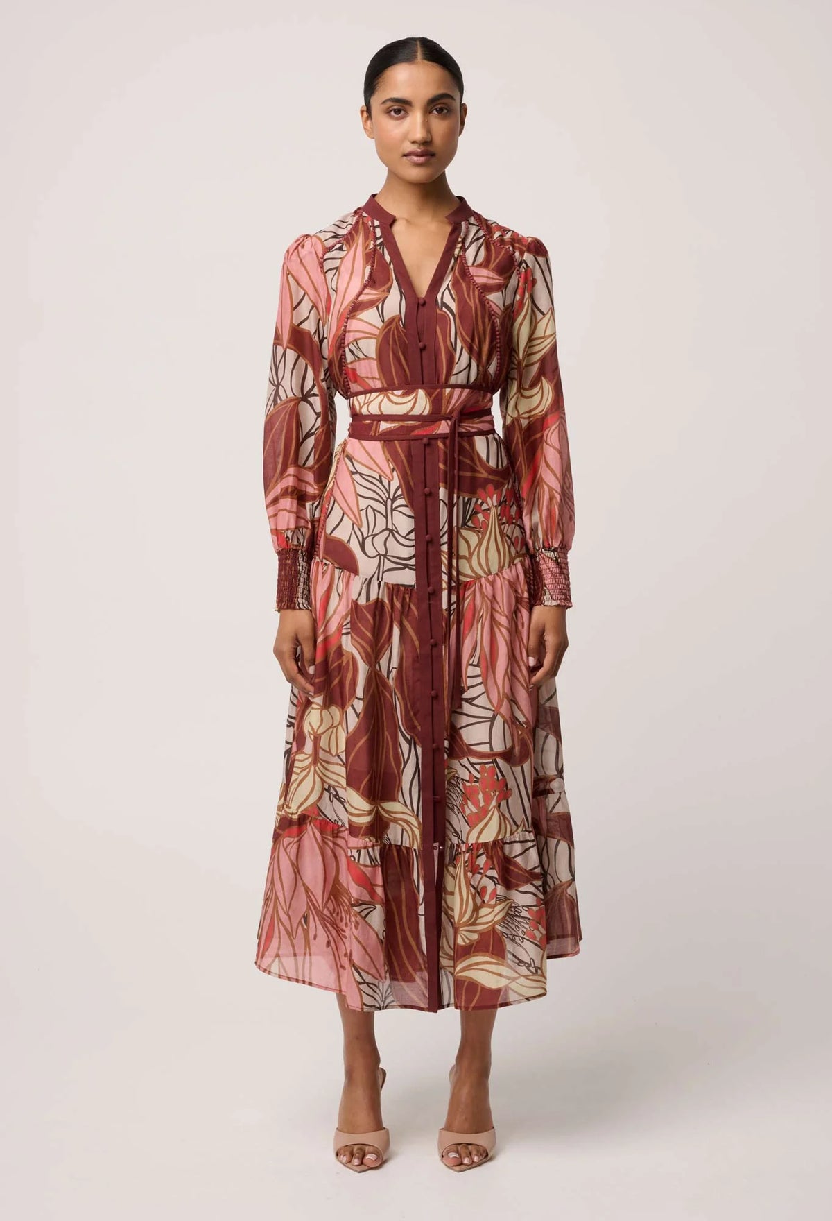 Once Was - Liliana Cotton Silk Printed Maxi Dress in Cathedral Botanic