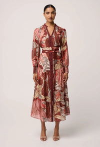 Once Was - Liliana Cotton Silk Printed Maxi Dress in Cathedral Botanic
