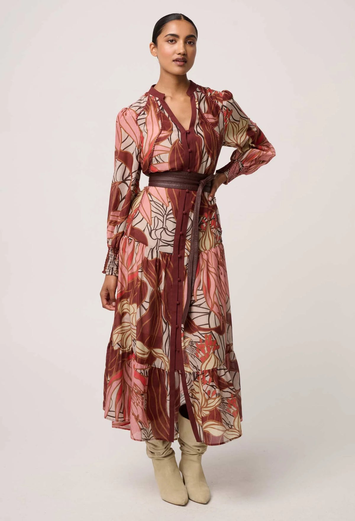 Once Was - Liliana Cotton Silk Printed Maxi Dress in Cathedral Botanic