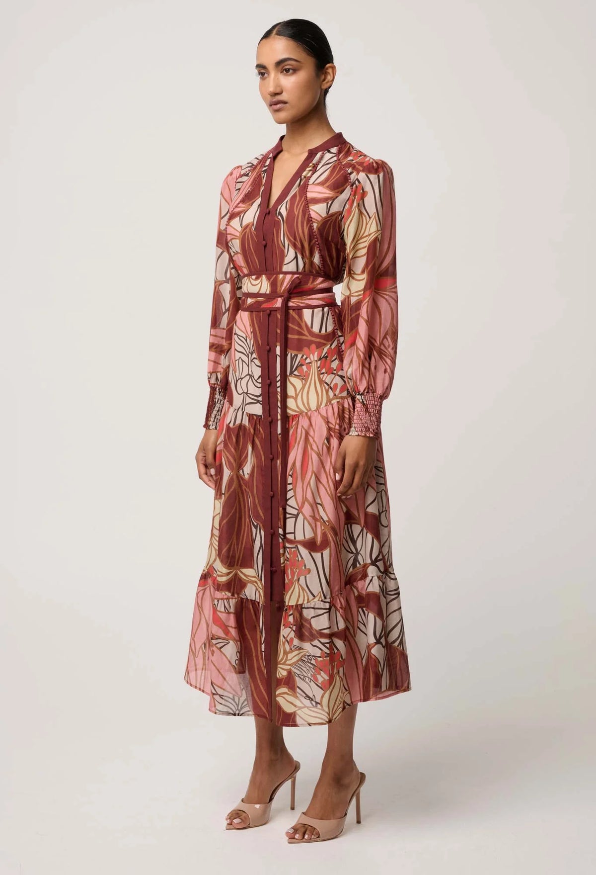 Once Was - Liliana Cotton Silk Printed Maxi Dress in Cathedral Botanic