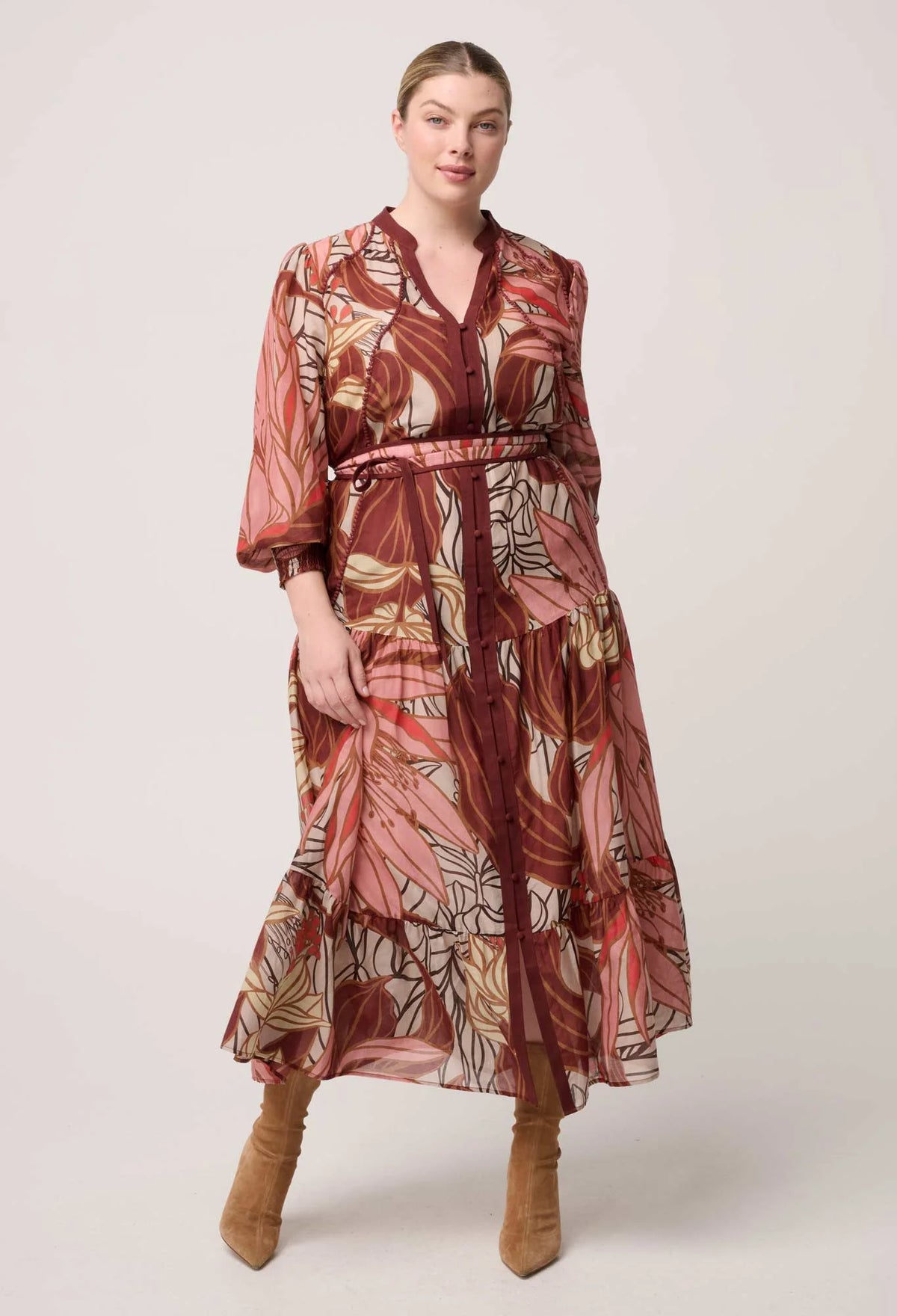Once Was - Liliana Cotton Silk Printed Maxi Dress in Cathedral Botanic