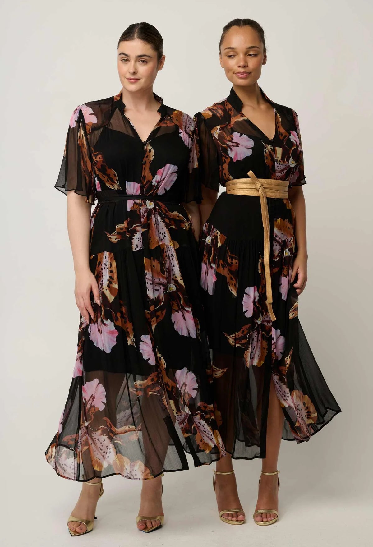 Once Was - Ceres Sheer Viscose Chiffon Dress - Sunset Orchid