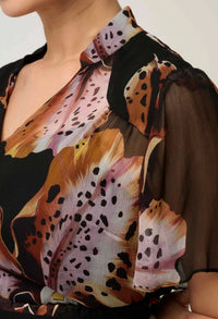 Once Was - Ceres Sheer Viscose Chiffon Dress - Sunset Orchid