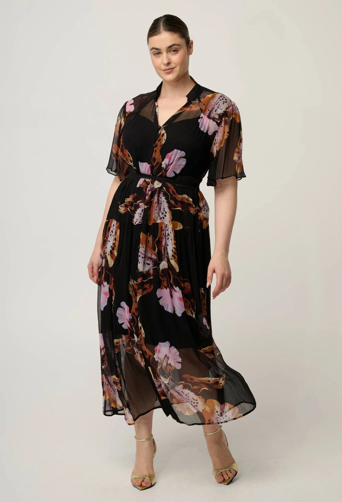 Once Was - Ceres Sheer Viscose Chiffon Dress - Sunset Orchid