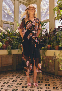 Once Was - Ceres Sheer Viscose Chiffon Dress - Sunset Orchid