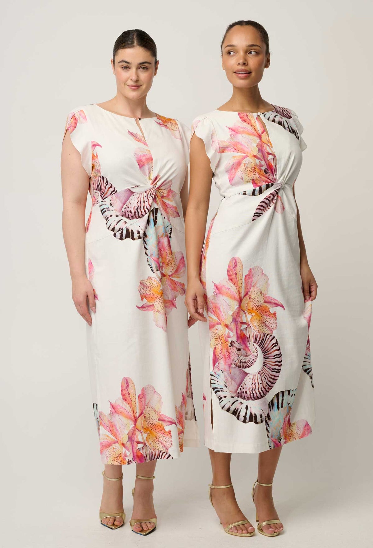 OnceWas Geneva Twist Column Dress in Nautilus Bloom