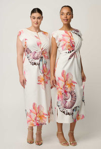OnceWas Geneva Twist Column Dress in Nautilus Bloom