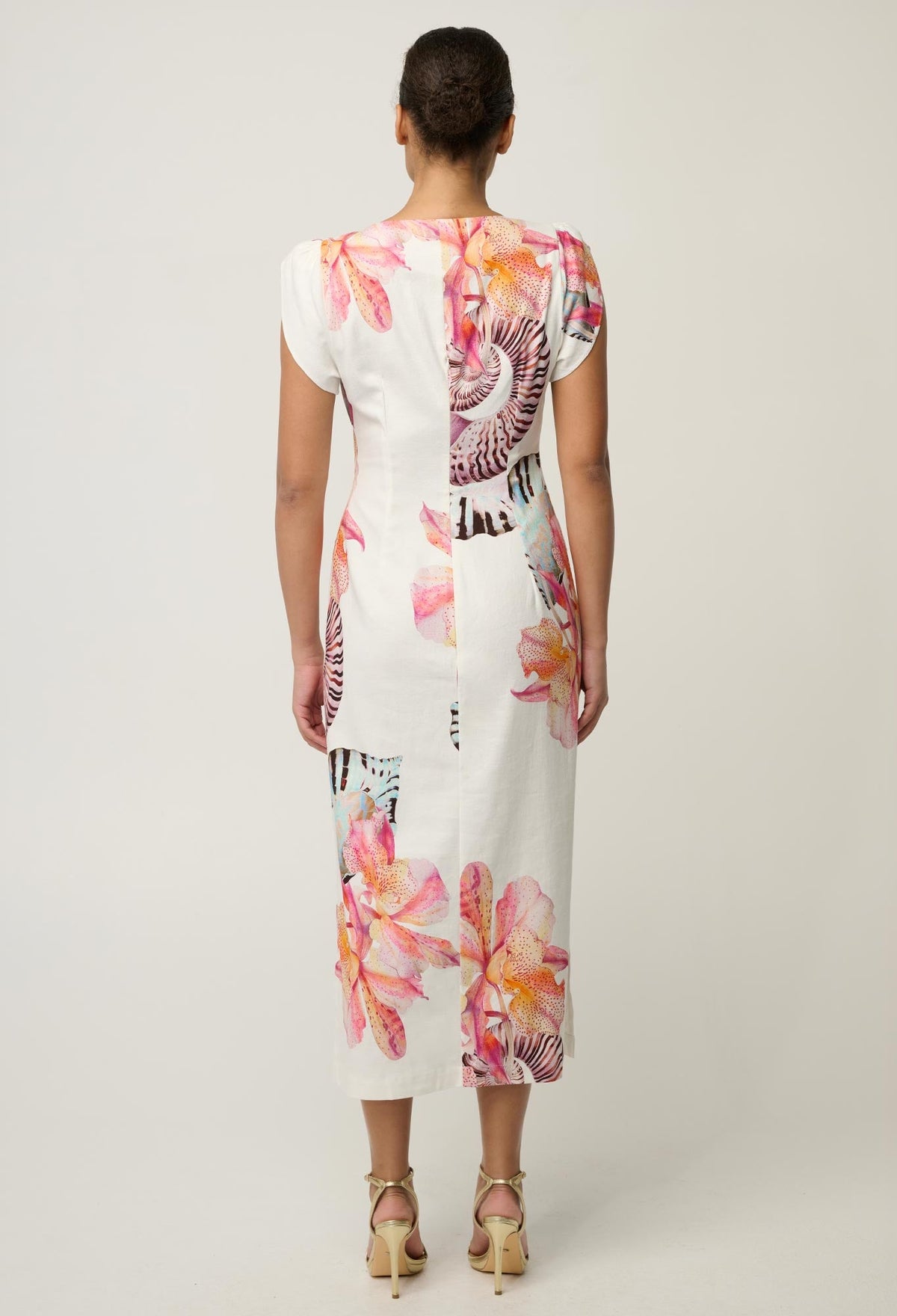 OnceWas Geneva Twist Column Dress in Nautilus Bloom