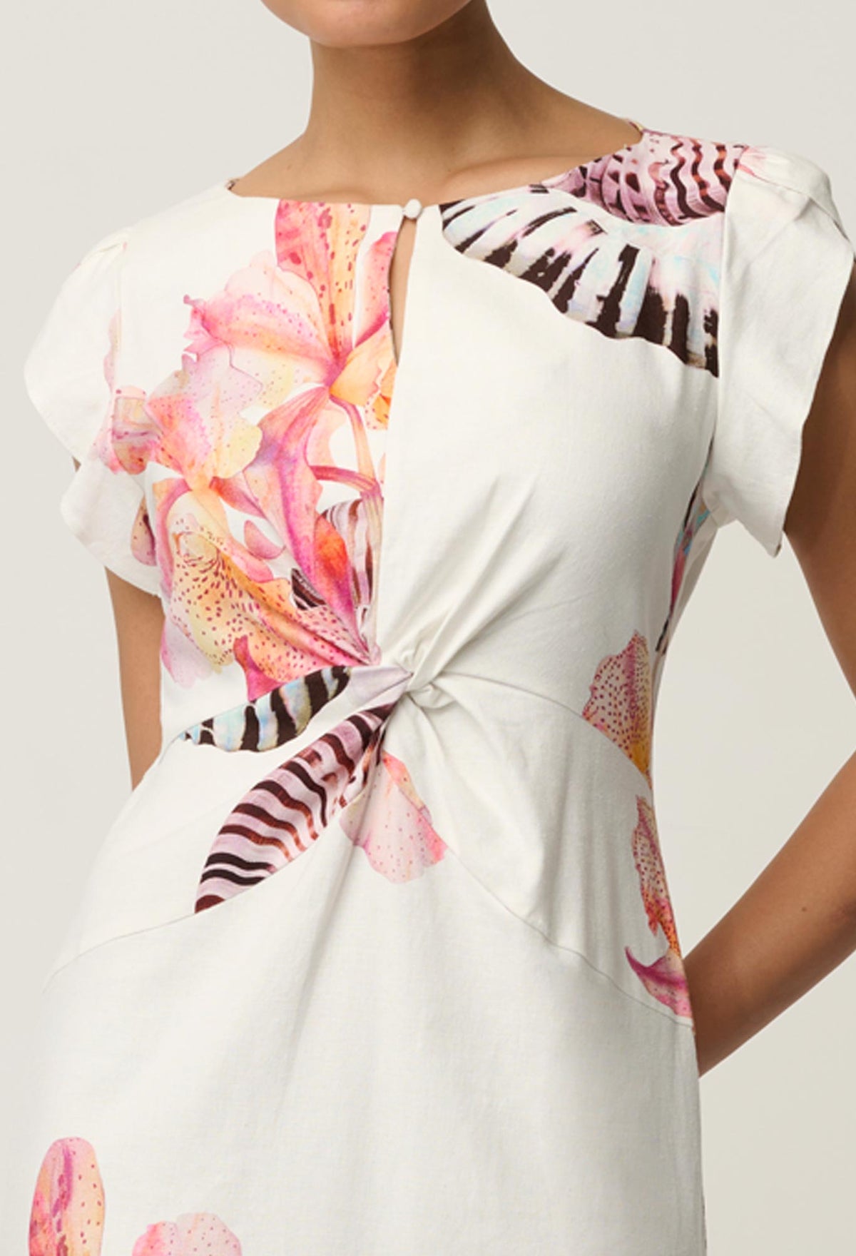 OnceWas Geneva Twist Column Dress in Nautilus Bloom