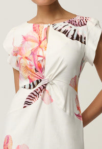 OnceWas Geneva Twist Column Dress in Nautilus Bloom