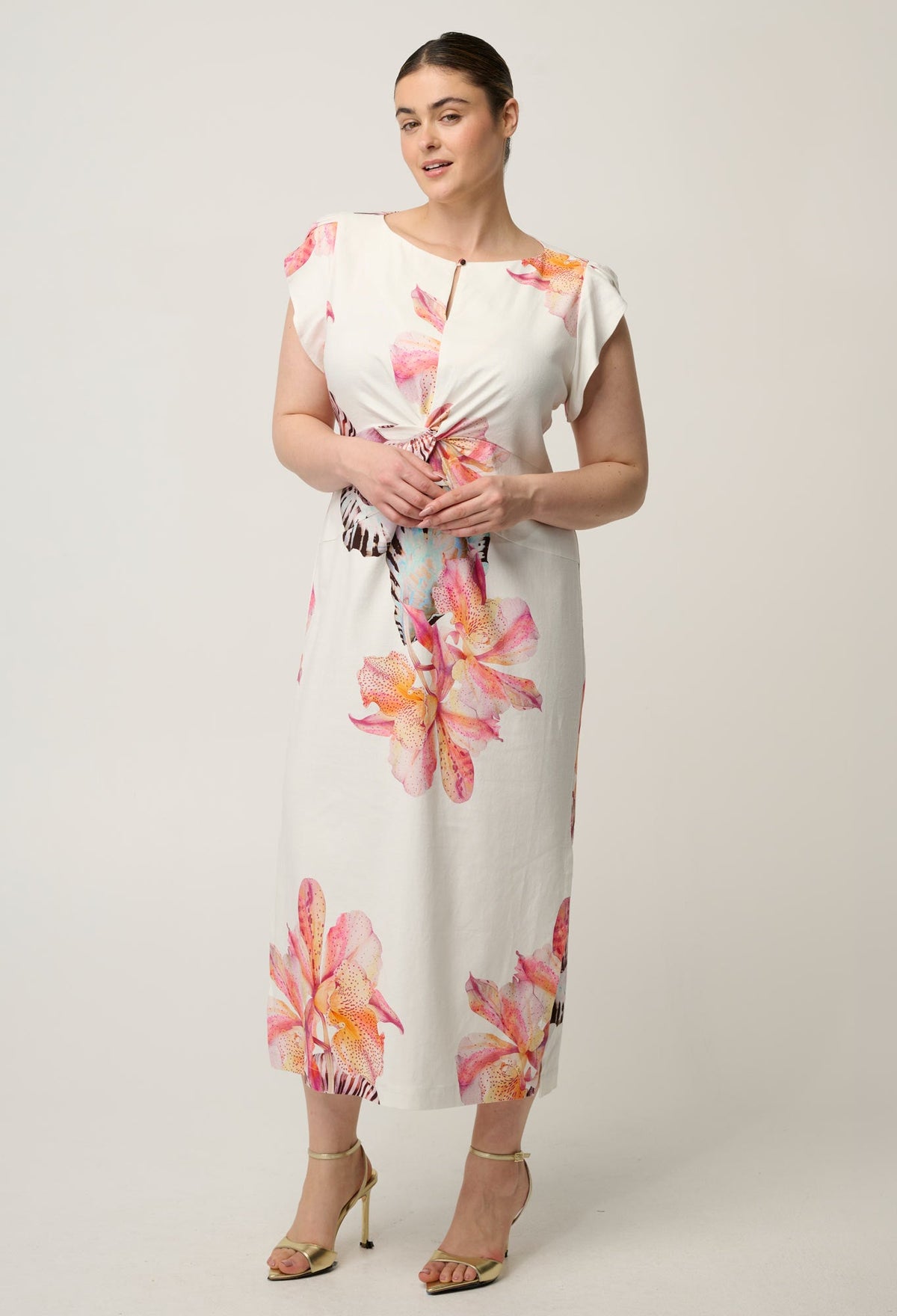 OnceWas Geneva Twist Column Dress in Nautilus Bloom