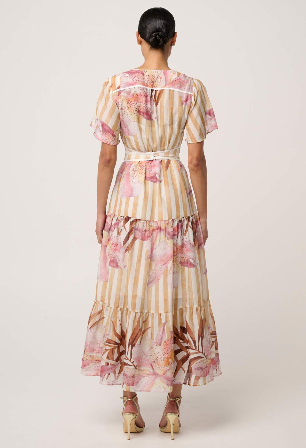 Once Was Clea Tiered Dress Golden Promenade - back