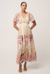 Once Was Clea Tiered Dress Golden Promenade - in movement