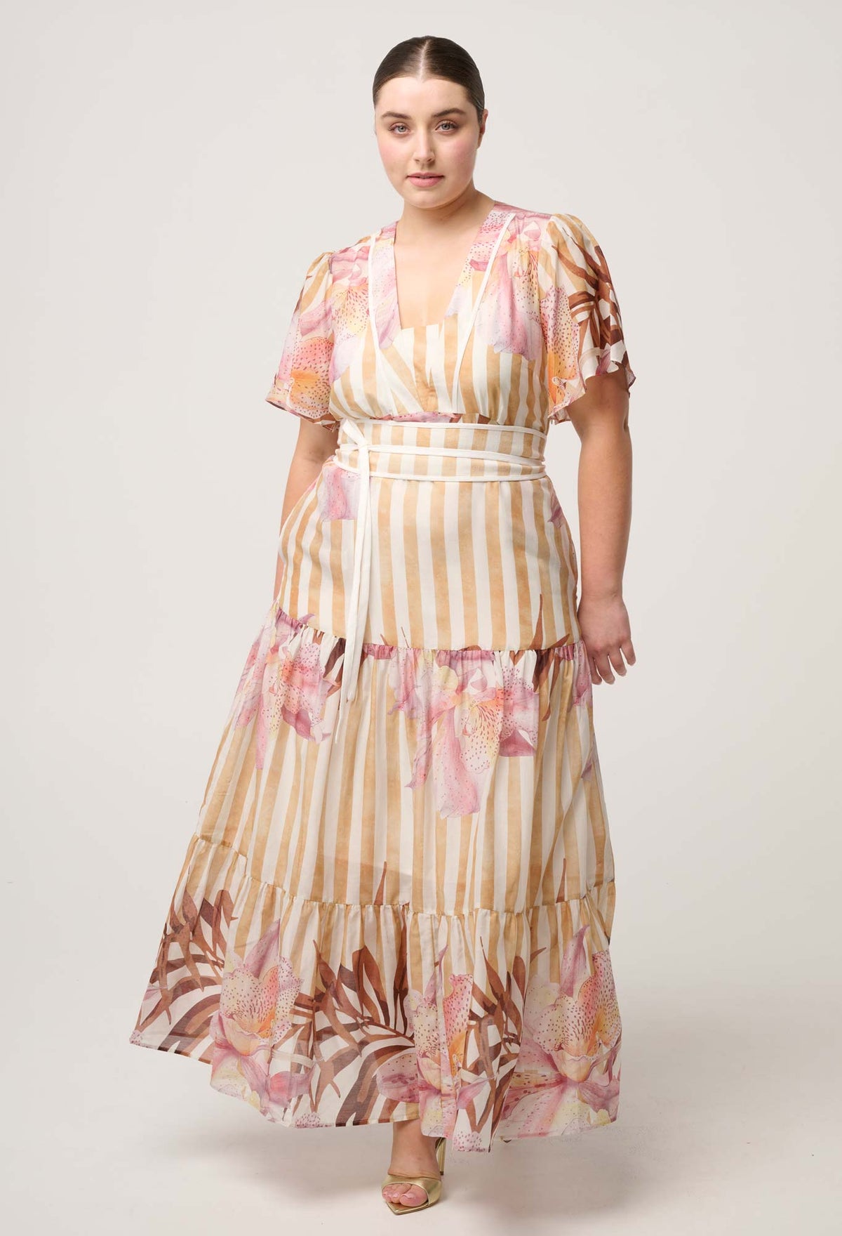 Once Was Clea Tiered Dress Golden Promenade - styled