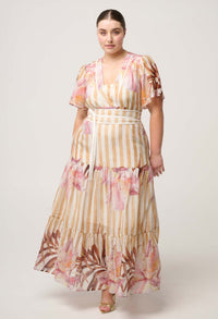 Once Was Clea Tiered Dress Golden Promenade - styled