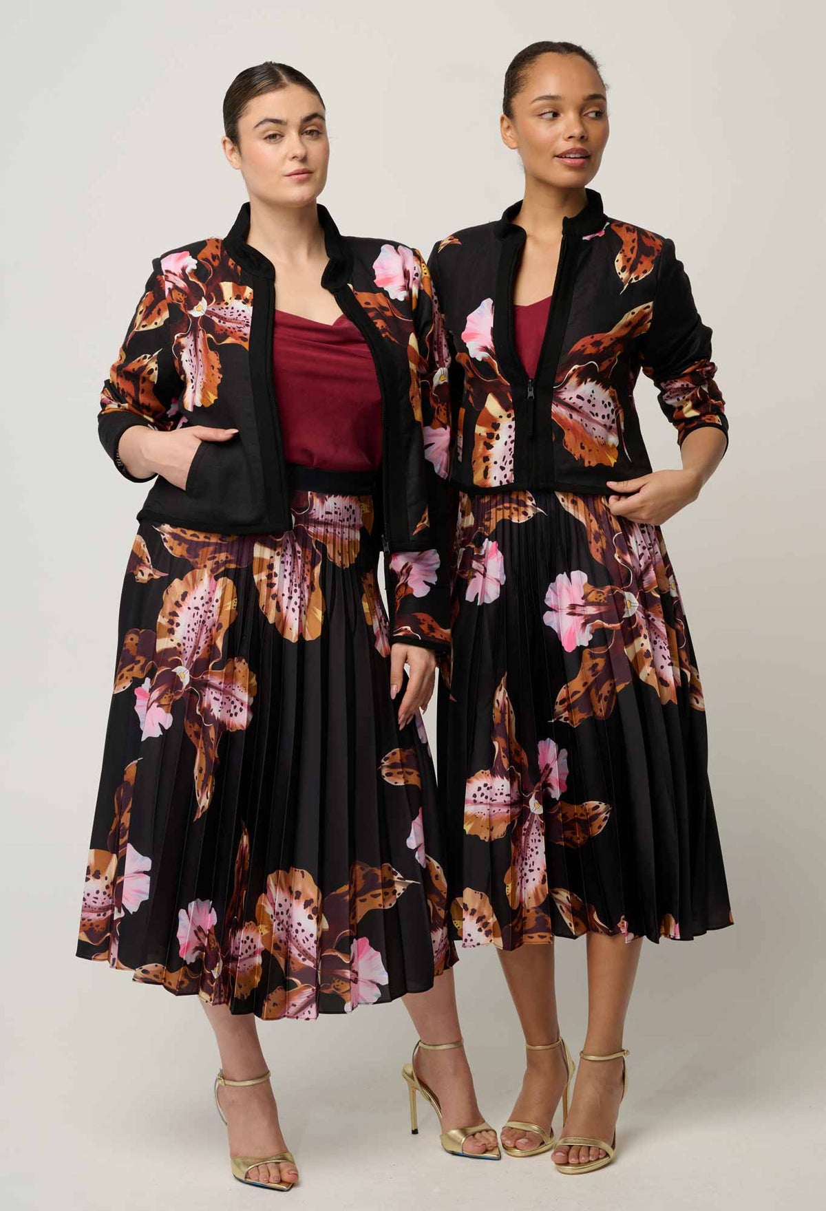 Once Was - Delray Reversible Jacket - Sunset Orchid / Noir Orchid