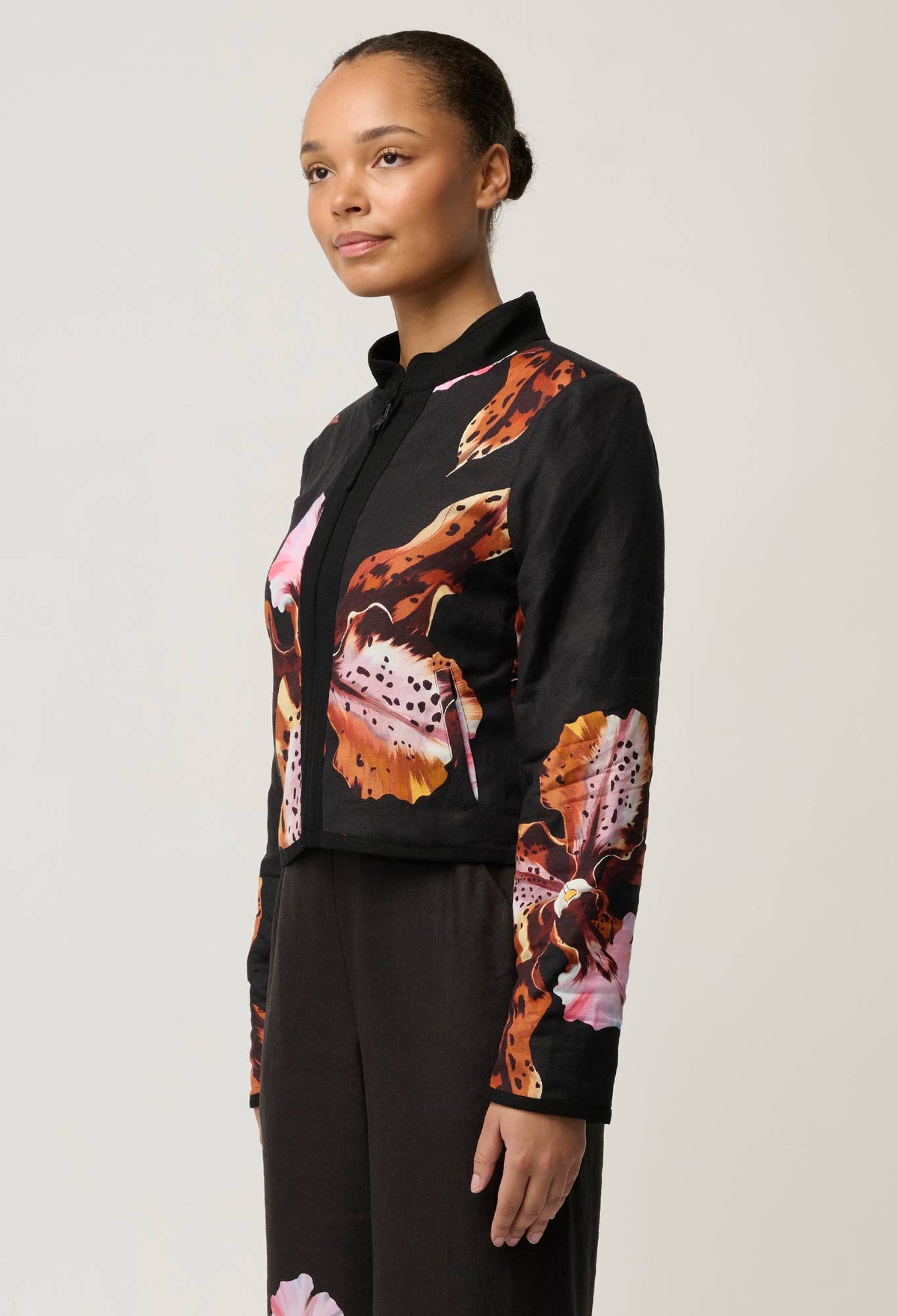 Once Was - Delray Reversible Jacket - Sunset Orchid / Noir Orchid