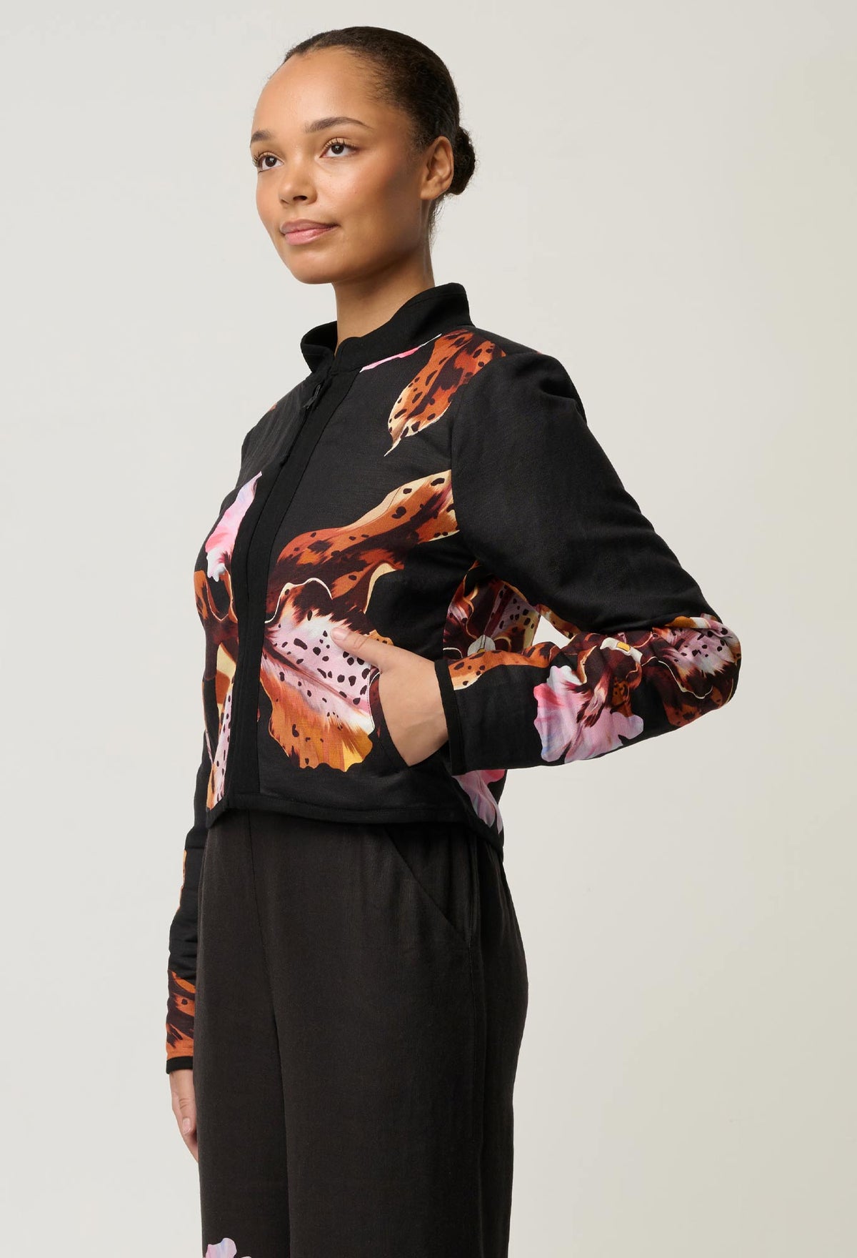 Once Was - Delray Reversible Jacket - Sunset Orchid / Noir Orchid