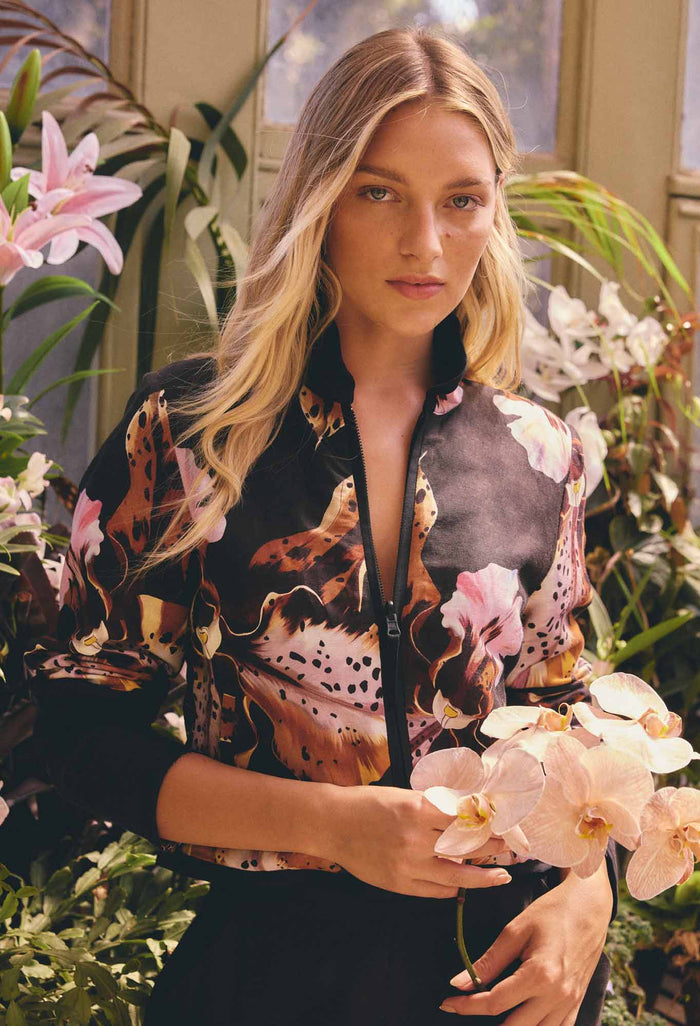 Once Was - Delray Reversible Jacket - Sunset Orchid / Noir Orchid