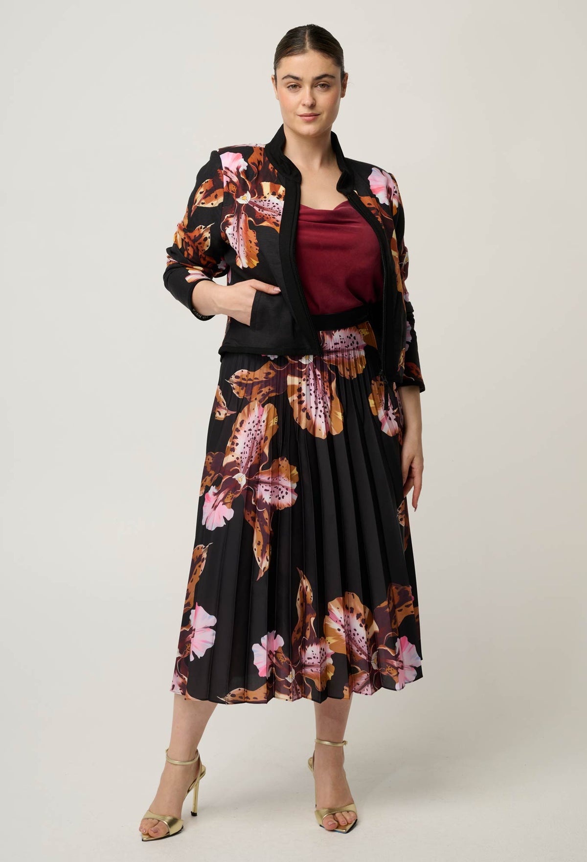 Once Was - Delray Reversible Jacket - Sunset Orchid / Noir Orchid