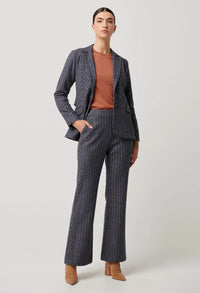 Once Was - Oaklyn Chevron Stripe Panelled Blazer in Bluestone