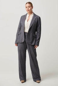 Once Was - Oaklyn Chevron Stripe Panelled Blazer in Bluestone