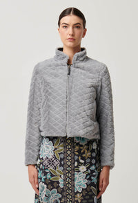 Once Was - Rylie Reversible Print Faux Fur Jacket in Dahlia Fields