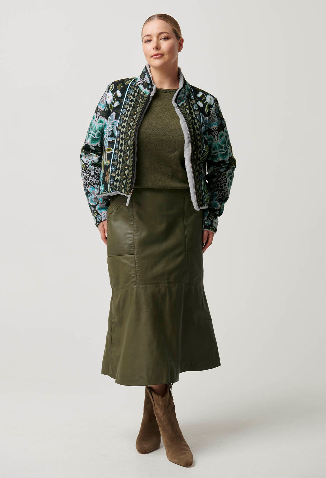Once Was - Rylie Reversible Print Faux Fur Jacket in Dahlia Fields