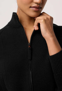 Once Was - Jeanne Wool Blend Textured Knit Bomber - Black