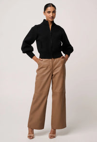 Once Was - Jeanne Wool Blend Textured Knit Bomber - Black