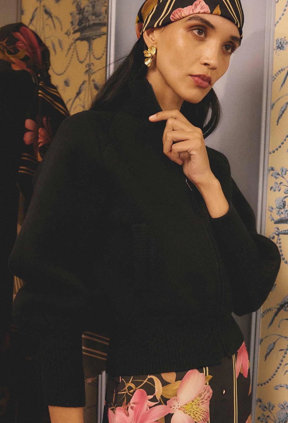 Once Was - Jeanne Wool Blend Textured Knit Bomber - Black