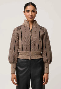 Once Was - Jeanne Wool Blend Textured Knit Bomber Jacket