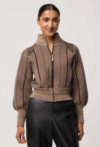 Once Was - Jeanne Wool Blend Textured Knit Bomber Jacket