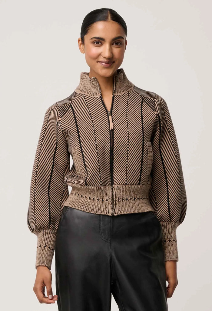 Once Was - Jeanne Wool Blend Textured Knit Bomber Jacket
