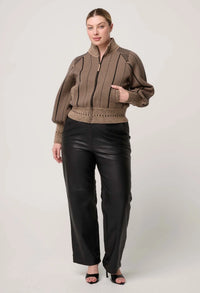 Once Was - Jeanne Wool Blend Textured Knit Bomber Jacket