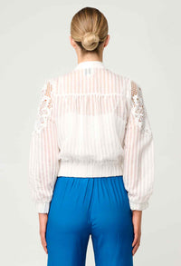 Once Was - Lamia Tencel Lace Detail Bomber in Ivory