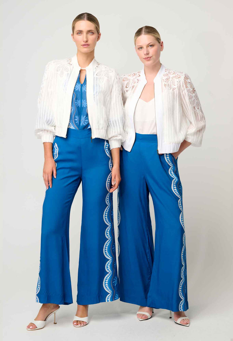 Once Was - Lamia Tencel Lace Detail Bomber in Ivory