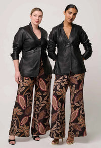 Once Was Calypso Genuine Leather Panneled Blazer