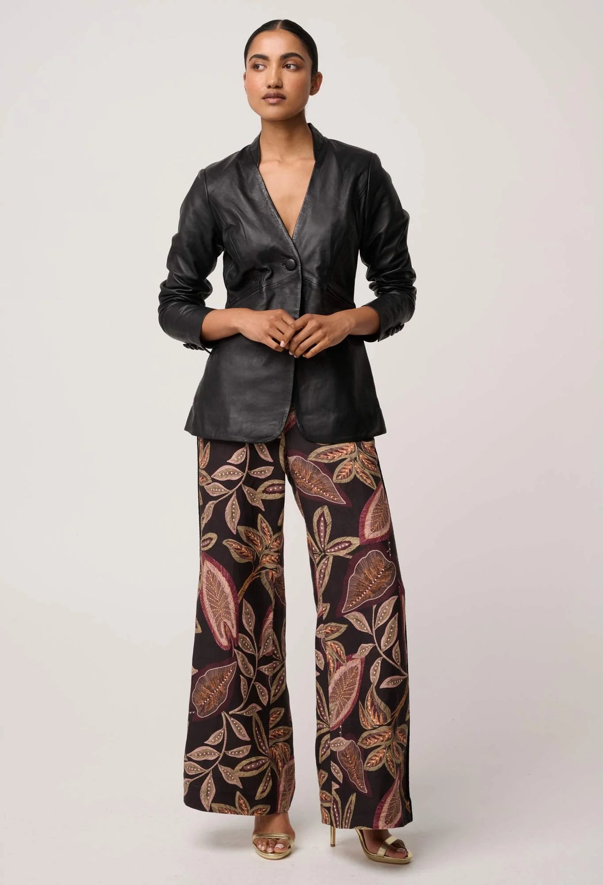 Once Was Calypso Genuine Leather Panneled Blazer