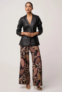 Once Was Calypso Genuine Leather Panneled Blazer