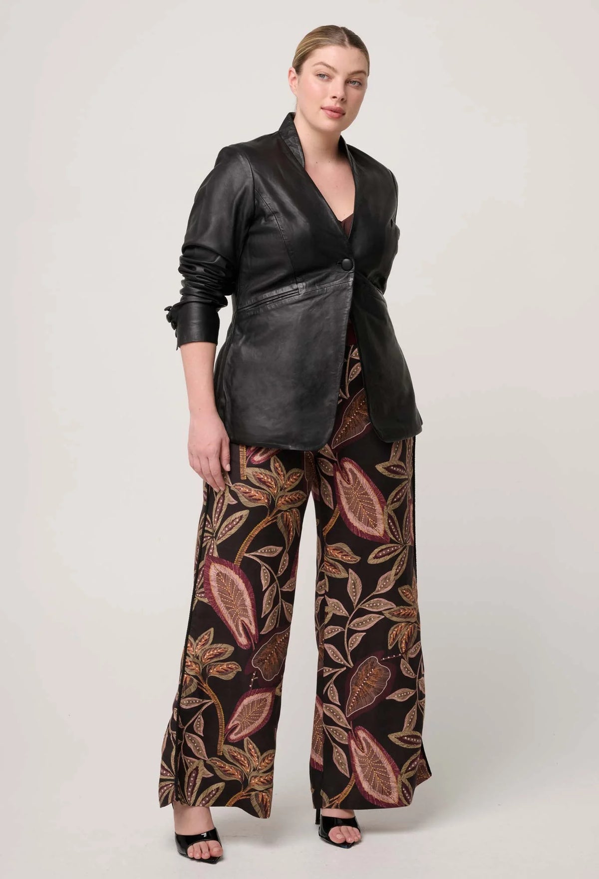 Once Was Calypso Genuine Leather Panneled Blazer