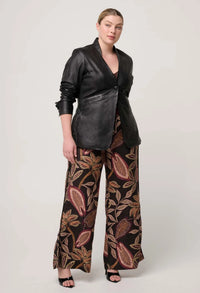 Once Was Calypso Genuine Leather Panneled Blazer