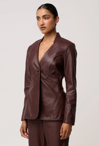 Once Was Calypso Genuine Leather Panneled Blazer